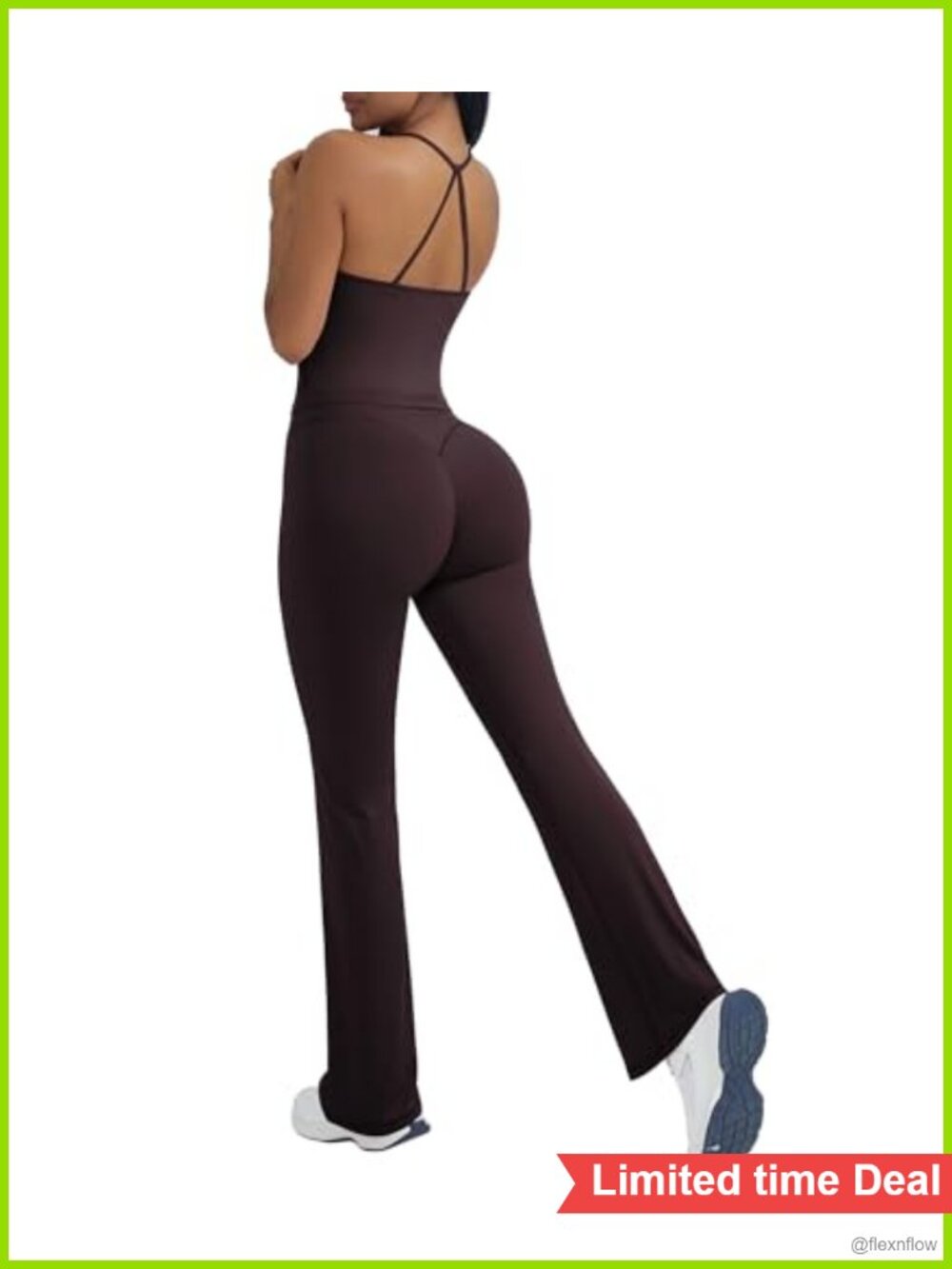 2 Piece Workout Set Padded Tank Flare Leggings Built in Bra